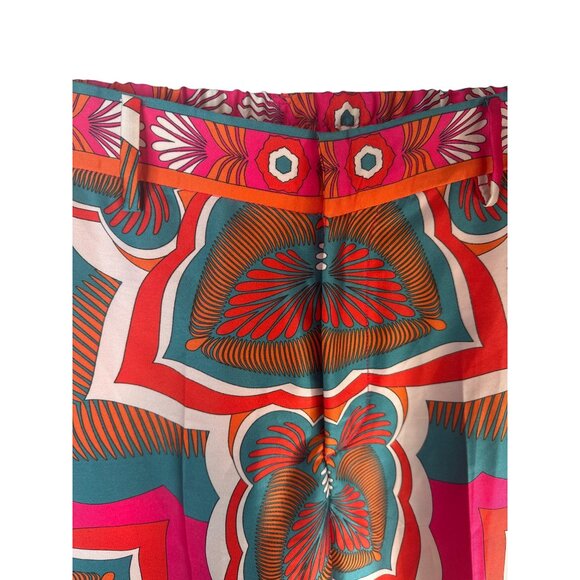 ZARA Wide-Leg Pants High Rise Small Multicolor Geometric Print Polyester - Picture 10 of 15